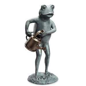 SPI Home Frog with Watering Can Garden Statue – Handcrafted Metal Garden Decor, Whimsical Outdoor Accent - 1 of 3