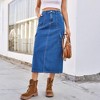 Coolmee Women Maxi Skirt High Stretchy Cargo Skirt High Waist Button Down Denim Skirt with Pockets - 4 of 4