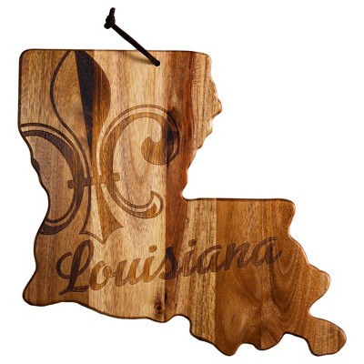 Totally Bamboo Origins Louisiana Cutting Board Brown: Rock & Branch, Acacia, Lightweight, Stamped Design, 13"x12"