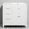 36" Freestanding Bathroom Vanity with Ceramic Sink, 4 Drawers, Adjustable Shelf & Tip-Out Drawer, MDF & Acacia Wood - 4 of 4