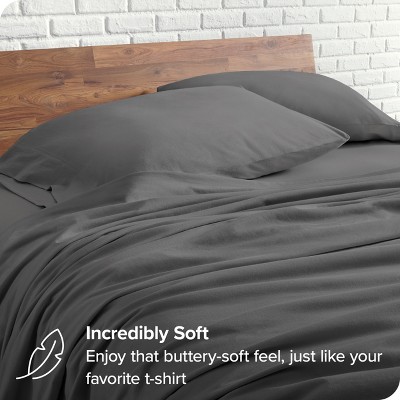 Gray Organic Cotton Jersey Queen Sheet Set with Pillowcases