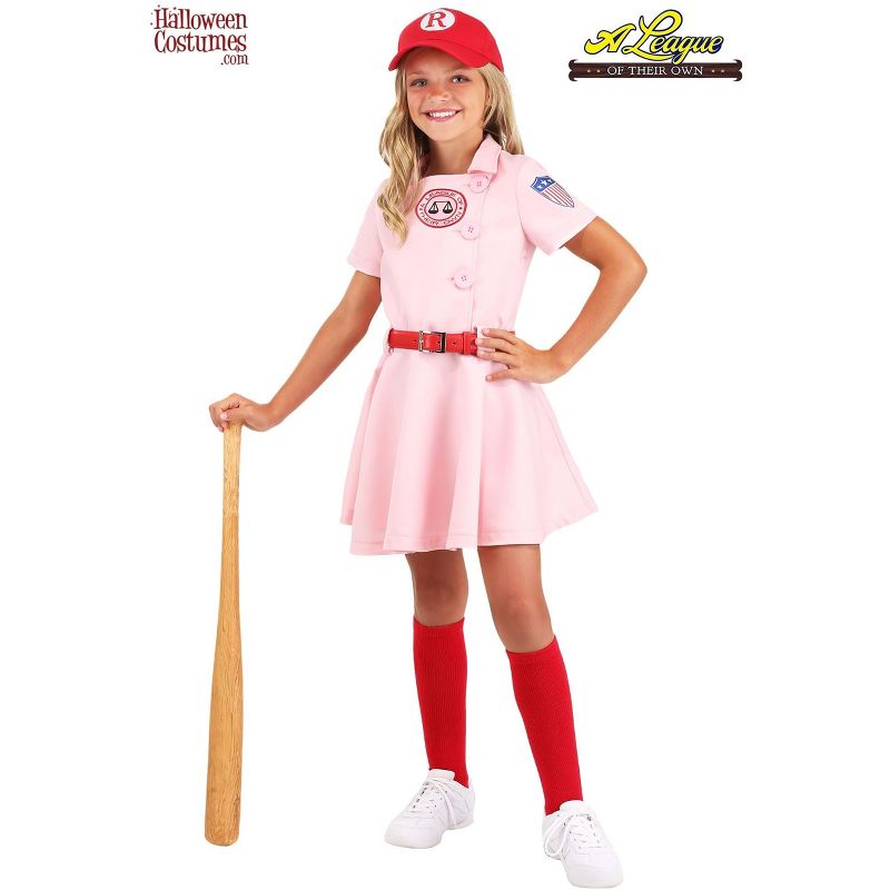 HalloweenCostumes.com League of Their Own Luxury Kids Dottie Costume For Girls, 3 of 7