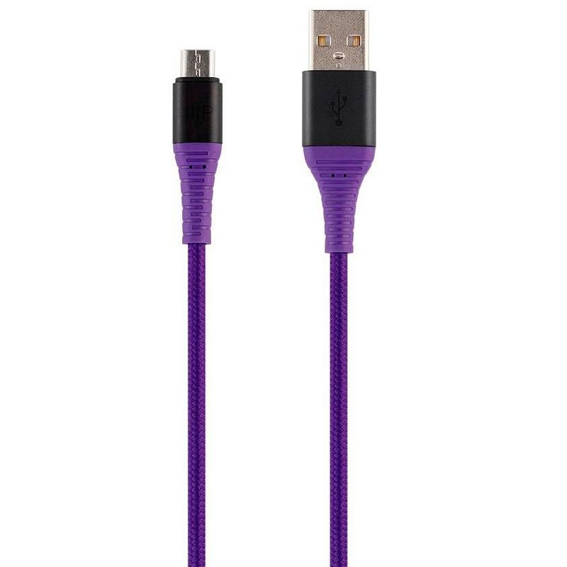 Monoprice USB 2.0 Micro B to Type A Charge and Sync Cable - 3 Feet - Purple, Durable,  Kevlar-Reinforced Nylon-Braid - AtlasFlex Series, 1 of 7