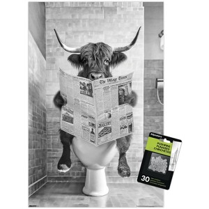 Trends International Reinders: Toilet Humor - Highlander Toilet Unframed Wall Poster Print Clear Push Pins Bundle 14.725" x 22.375" - 1 of 4