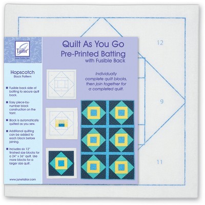 June Tailor Quilt As You Go Printed Quilt Blocks On Batting-Hopscotch