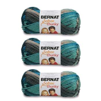 Bernat Softee Chunky Deep Waters Yarn - 3 Pack of 80g/2.8oz - Acrylic - 6 Super Bulky - 77 Yards - Knitting/Crochet