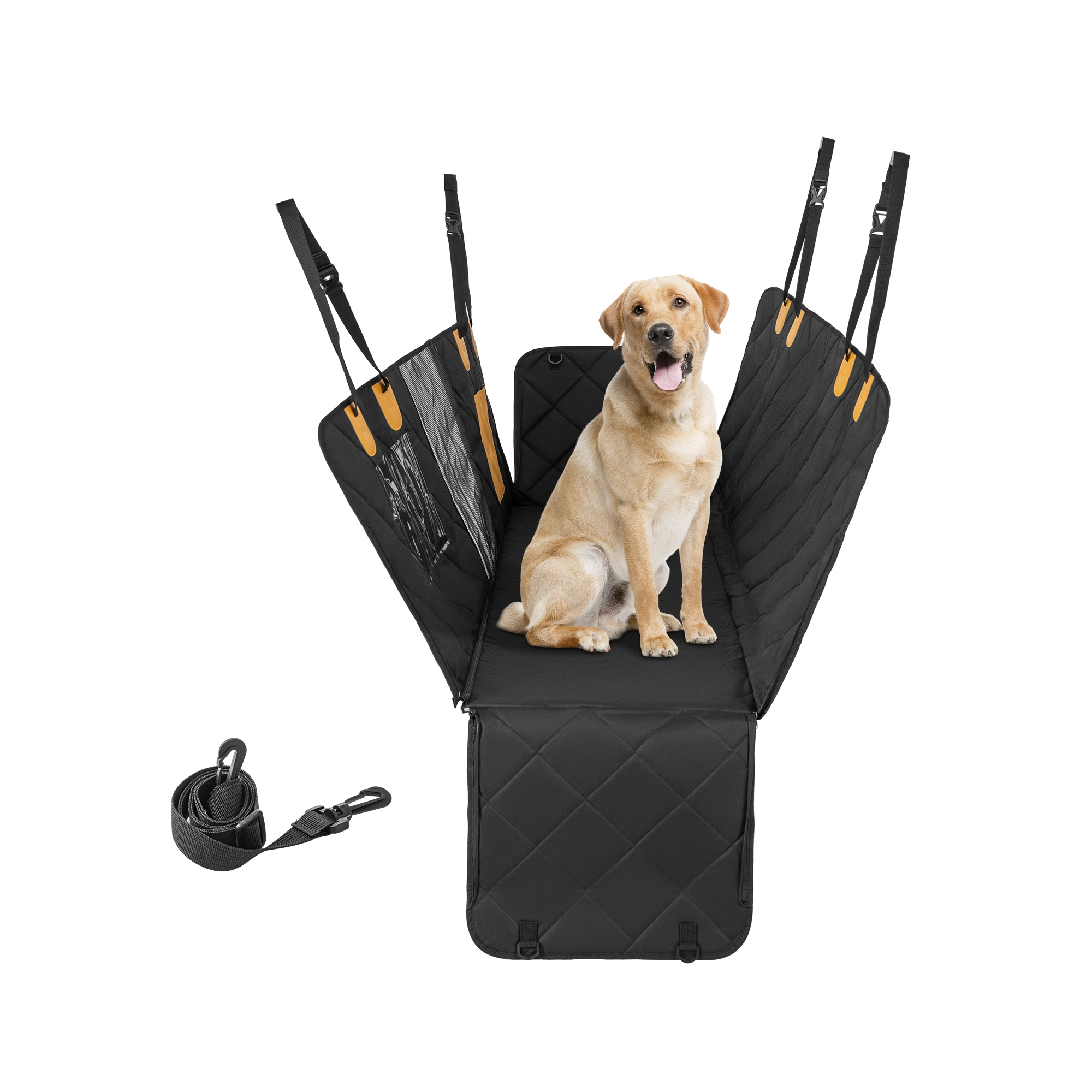 Costway Dog Car Seat Cover for Back Seat w/ Mesh Windows Waterproof & Scratch-proof
