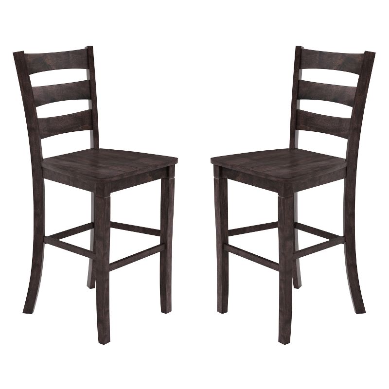 Merrick Lane Set of Two Classic Wooden Ladderback Counter Height Barstools with Solid Wood Seats, 1 of 12