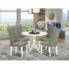 5-Piece Linen White Finish Solid Wood Top Dining table with 4 Chairs with Drop Leaf - 2 of 4