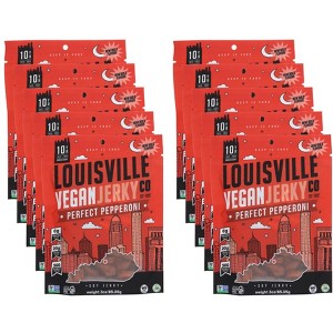 Louisville Vegan Jerky Co. Perfect Pepperoni Soy Jerky - Case of 10/3 oz - 1 of 4