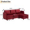 Living room modular sofa with storage and footstool, modern style, upholstered armrests, for apartments and offices, comfortable velvet, red - 2 of 4