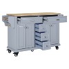 Vynxaria Kitchen Island - Rubberwood Countertop, 5-Wheel Rolling Cart with 5 Drawers, Storage Cabinet, Towel/Spice Racks for Dining & Kitchen,Grey - 4 of 4