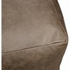 Moti Java Pouf 22" Upholstered in Genuine Leather in Gray and Contrast Stitching - 3 of 4