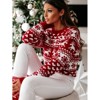 Coolmee Women's Christmas Snowflake Reindeer Knitted Sweater Long Sleeve Crew Neck Heart Animal Print Pullover Knitwear - 3 of 4
