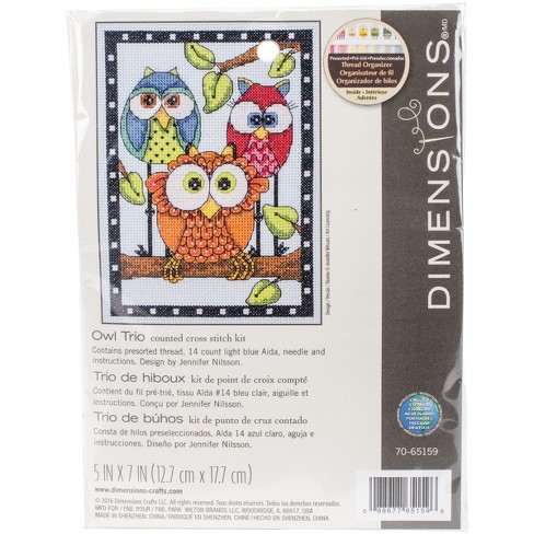 Dimensions Mini Counted Cross Stitch Kit 5x7-owl Trio (14 Count) : Target