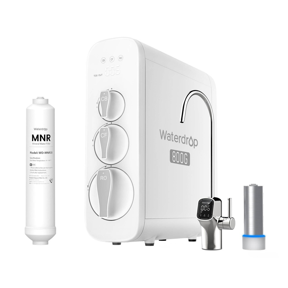 Waterdrop G3P800 Reverse Osmosis System, 800 GPD, Tankless, Extra Remineralization Filter