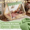 KWPZQEB Floor Bed, Montessori House Bed with Tent & Light, Wood Low Floor Bed with Full-length Guardrails for Girls and Boys - 4 of 4