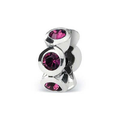 Black Bow Jewelry Sterling Silver February Crystal Birthstone, 6-Stone Bead Charm
