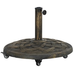 Outsunny Round Patio Umbrella Base with Wheels, 44 lbs Resin Umbrella Stand Base, Patio Umbrella Holder for 1.3"/1.5"/1.9" Umbrella Poles - 1 of 4