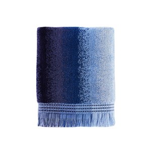 Stripe Jacquard Bath Towel Blue - Saturday Knight Ltd.: 100% Cotton, Reversible, Lightweight, Machine Washable - 1 of 3