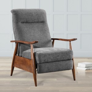 Performance Fabric Wood Arm Recliner with Cushioned Headrest, Drop-In Coil Seating, and 3-Position Recline - 1 of 4