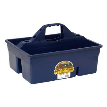 Little Giant DuraTote Plastic Tote Box Organizer with Easy Grip Handle, 2 Compartments and Extra Thick Sidewalls for Tool Storing and Carrying, Navy