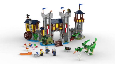 LEGO Creator 3 in 1 Medieval Castle Toy, Transforms from Castle to Tower to  Marketplace, Includes Skeleton and Dragon Figure, with 3 Minifigures and