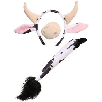 HalloweenCostumes.com    Cow Ears and Tail Set, Black/White/Pink