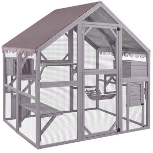 Aivituvin Large Outdoor Cat Run, Wooden Waterproof Cat Enclosure-AIR52-M - 1 of 4