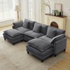 COZONY 112"/147" Modular Sectional Sofa, Corduroy Cloud Couch with Ottoman & Pillows, Comfy Deep Seat L-Shaped Sofa for Living Room, Apartment Office - 3 of 4
