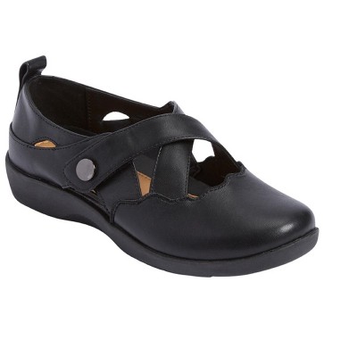 Comfortview Women's Wide Width The Rhys Flat, 12 M - Black : Target