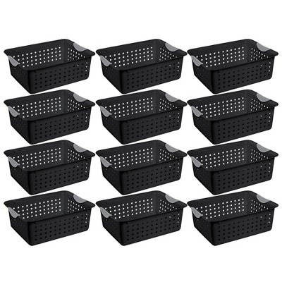 Sterilite Medium & Small Ultra Plastic Storage Bin Organizer Basket (12  Pack)