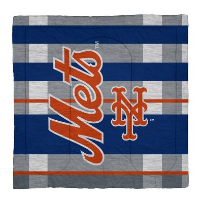 MLB New York Mets Heathered Stripe Queen Bedding Set in a Bag - 3pc — фото 2