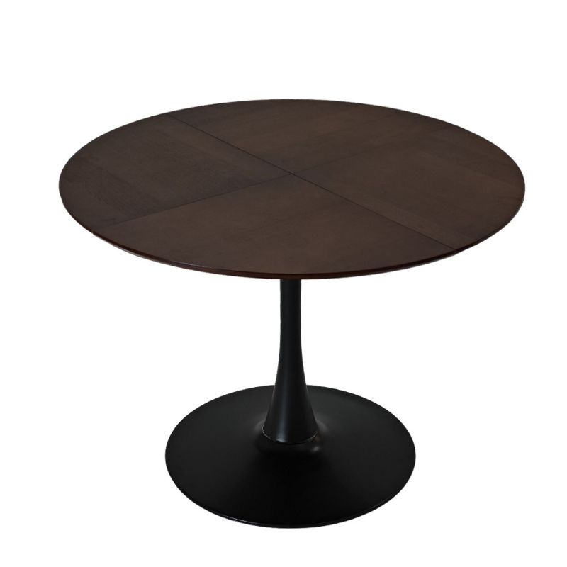 42.13" Modern Round Dining Table with Criss Cross Leg,Four Patchwork Tabletops with  Solid Wood Veneer Table Top,Metal Base Dining Table-Maison Boucle, 3 of 8