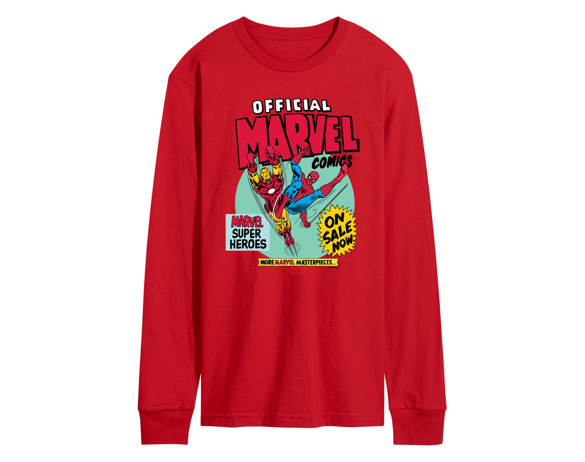 Men's Marvel Heroes Spider-Man Iron Man Long Sleeve Graphic T-Shirt - Red - 2 X-Large