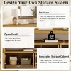 60" 4-Door Sideboard Buffet, Modern Solid Wood Veneer Storage Console with Open Shelf, Large Capacity for Living Room Dining Entryway - 2 of 4