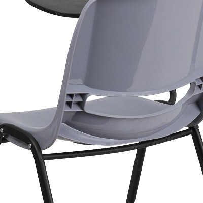 ErgoFlex Gray Adjustable Arm Chair with Flip-Up Tablet Desk
