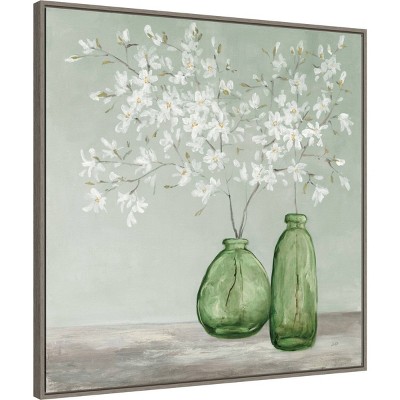 Spring Delight Green Blossom Canvas Print with Polystyrene Frame