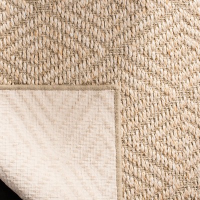 Beige Geometric Hand-Knotted 6' x 9' Sisal Area Rug
