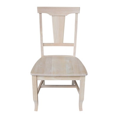 Set of 2 Unfinished Solid Wood Panel Back Dining Chairs