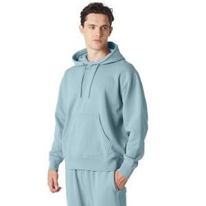 Future Planet Mens Globe Premium Pullover French Terry Soft Cotton Hoodie Sweatshirt Loose Fit Ice Blue - 1 of 2