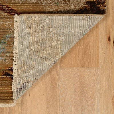 Illusions Cavern 5' x 8' Gold and Burgundy Synthetic Rug