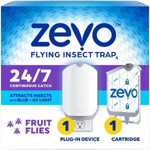 Zevo Flying Insect Indoor Light Fly Trap Starter Kit, Catches House Flies, Fruit Flies, Gnats, & More - 1 Trap + 1 Refill - 1 of 4