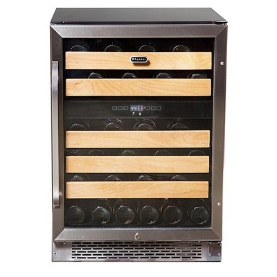 Whynter 46 Bottle Stainless Steel Dual Zone Wine Refrigerator with Wood Shelves