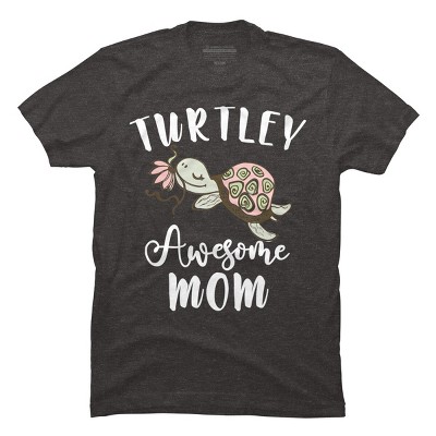 Men's Design By Humans Turtley Awesome Mom Turtle with Flower By animalshop T-Shirt