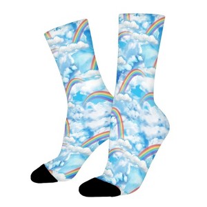 Bright Rainbow Sky Women Printed Crew Socks Funny Funky Socks Soft Polyester Novelty Gifts for Artists Men - 1 of 1
