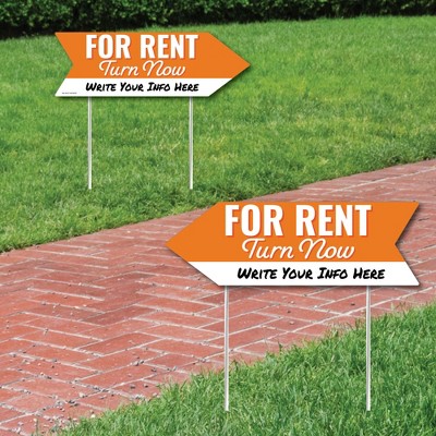 Big Dot of Happiness Now For Rent - Real Estate Sign Arrow - Double Sided Directional Yard Signs - Set of 2