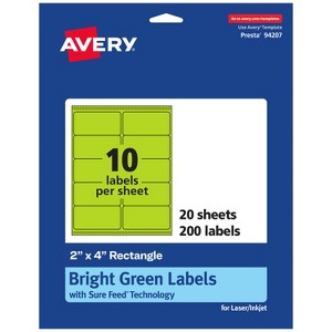 Avery Bright Green Paper Labels, 2" x 4" Rectangle - 1 of 4