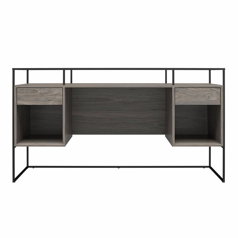 Creswell Modern Desk with Fluted Glass Top 2 Drawers and Storage - Room & Joy, 1 of 12