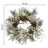 Christmas Wreath for Front Door, 20" Xmas Door Decorations with Warm LED Lights, Pine Cones Christmas Door Wreath - 3 of 4